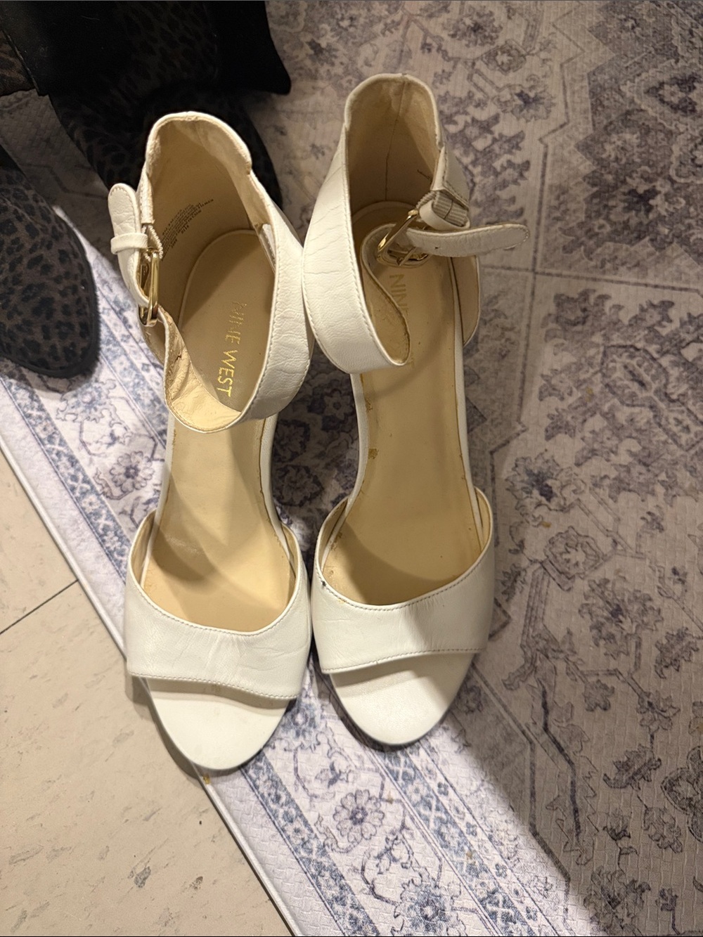 Nine West Ivory Ankle-Strap Open-Toe Heels